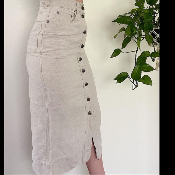 Vintage Linen Midi Skirt - Picture 2 of 10